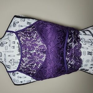 Zenana Outfitters Purple Lace High Neck Large Bralette No Padding No Underwire